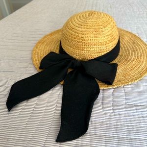 Scala Straw Hat with Black Cotton Ribbon